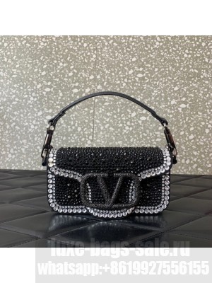 VALENTINO Super Mini Loco imitation crystal chain bag 5013 black