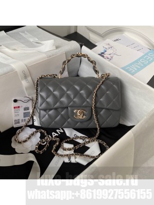 Chanel 24A mini flap bag with top handle AS2431 GRAY