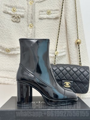 Chanel Patent Calfskin Black G45195 Boots