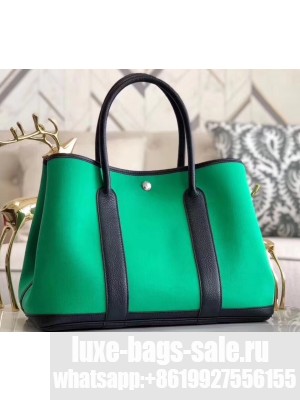 Hermes Canvas Garden Party 30/36 Bag Green