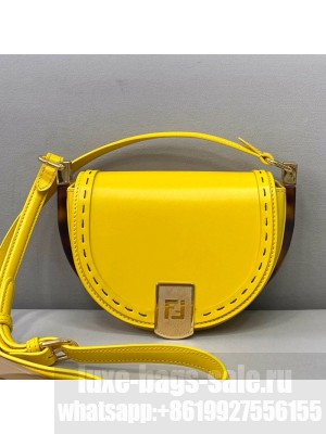 Fendi Moonlight Leather Round Shoulder Bag Yellow  2021 Collection