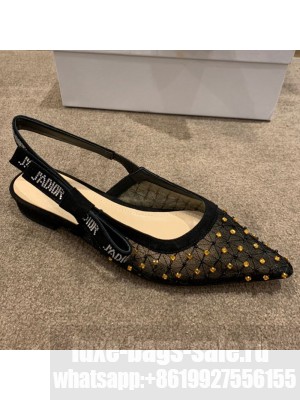 Dior J'Adior Slingback Ballerinas Flats in Crystal Mesh Embroidery Black/Yellow Spring/Summer 2021 Collection