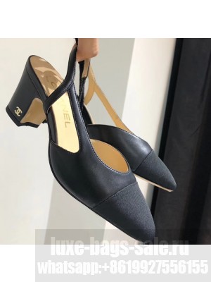 Chanel Heel 6.5cm Slingbacks G31318 Black/Grosgrain 2019