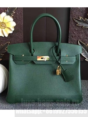 Hermes Birkin 30/35 Bag In Original Epsom Leather With Gold/Silver Hardware Dark Green