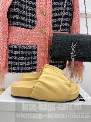 JIL SANDER Square Toe Flat Sandals Yellow