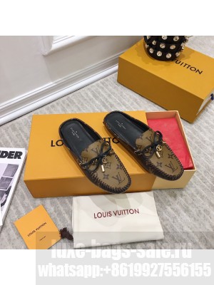 LOUIS VUITTON OPEN BACK GLORIA FLAT LOAFER Patent Monogram canvas 2021 Collcetion Brown