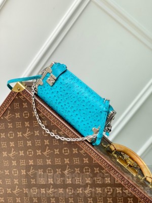 Louis Vuitton Slim Trunk Ostrich M25445 blue
