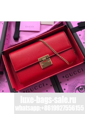 Gucci Padlock Calfskin Continental Chain Wallet 453506 Red