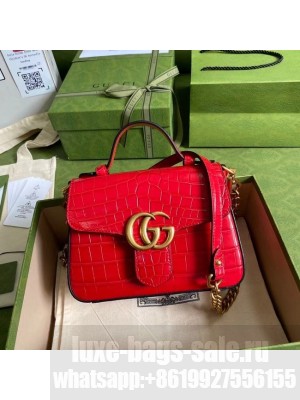 Gucci GG Marmont crocodile mini top handle bag 547260 red