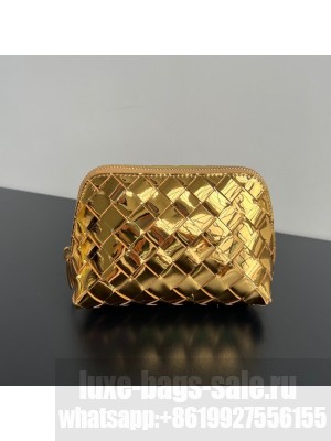 Bottega Veneta Intrecciato Beauty Pouch 764044 gold