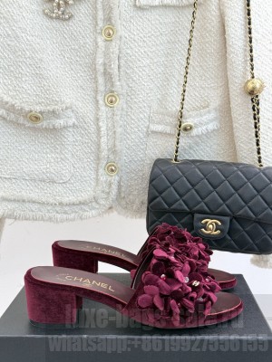 Chanel 5cm mules suede Kidskin & Strass Burgundy G46231 2025