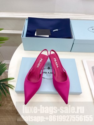 Prada Varnished heel with logo height 35 mm Slingbacks Sandals Pink