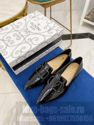 VALENTINO VLOGO POINTED LOAFERS PATENT LEATHER BLACK 2021