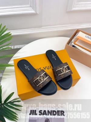 Louis Vuitton Lock It Flat Slide Sandals in Monogram Canvas 2023 010