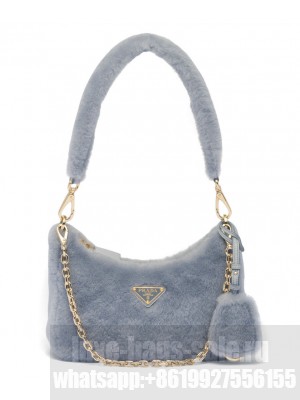 Prada Shearling Mini-bag 1BC204 Gray
