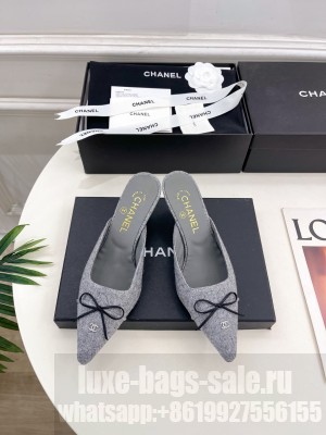 Chanel suede with bow Light Grey Mule 2025