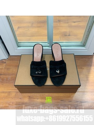 Loro Piana Summer Charms Sandal Suede Goatskin 2022 Collection,Black