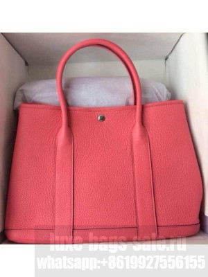 Hermes Leather Garden Party Medium Bag In Rouge