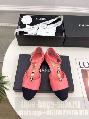 Chanel Lambsink & Grosgrain Camellia T-Strap Mary Janes Flat Sandals Pink 2025