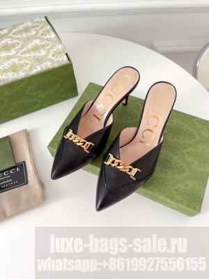 Gucci Women's lambskin with Chain 75mm Mule Black 2021 Collection