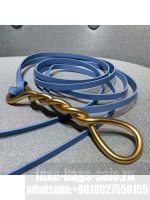 Bottega Veneta Calfskin Belt 1.6cm with Twisted Buckle Blue  2021 Collection