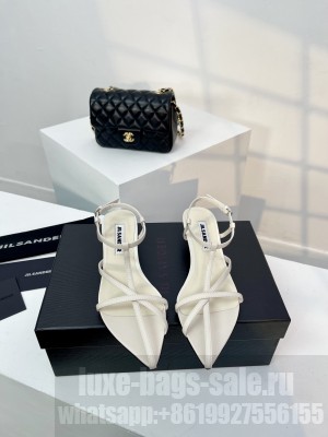 Jil Sander 35mm T-bar leather sandals White
