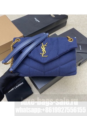 SAINT LAURENT LOULOU MEDIUM CHAIN BAG IN CANVAS 577476 BLUE