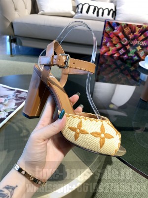 Louis Vuitton Raffia Heel 9.5cm Monogram Pumps Brown 2021 Collection 
