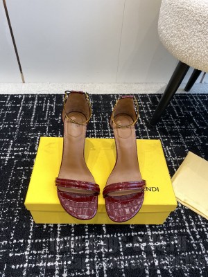Fendi Filo high-heeled sandals 10cm in stone-Embossed Leather Burgundy 2024