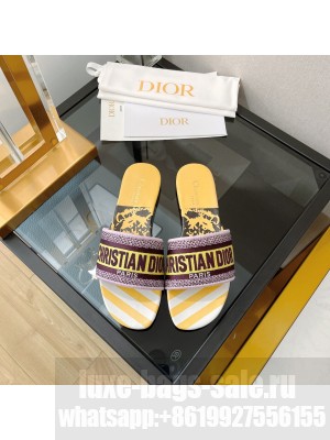 Dior DWAY SLIDE Yellow Embroidered Cotton 2022 Collection