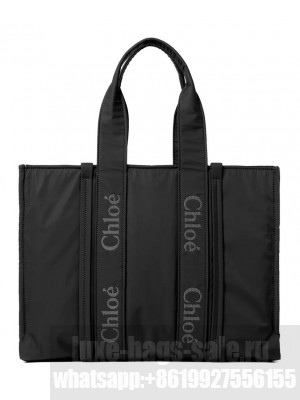 Chloe Large Woody Tote Bag Black