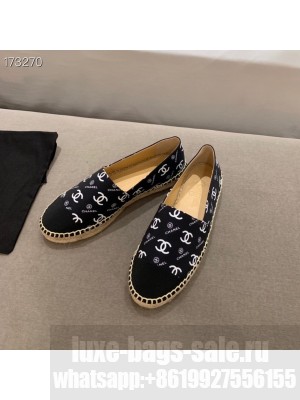 Chanel CC Logo Espadrilles Lambskin Leather Spring/Summer 2021 Collection, Black/White