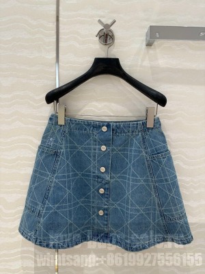 Dior Cannage Washed Denim Skirt 2025