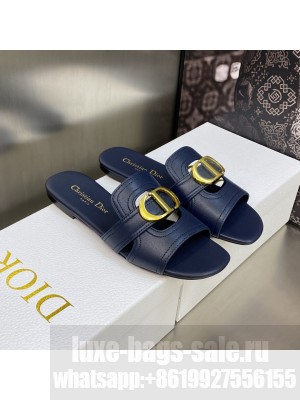 Dior 30 Montaigne Flats in Navy Calfskin 2023