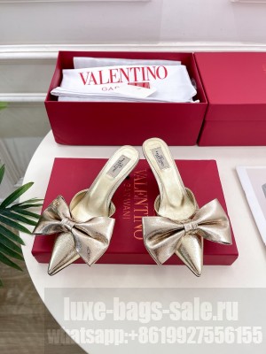 VALENTINO UN CHÂTEAU BOW MULES SATIN 60MM GOLD