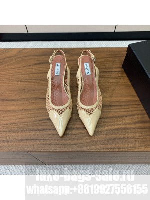 Alaïa LE CŒUR SLINGBACKS IN FISHNET YELLOW