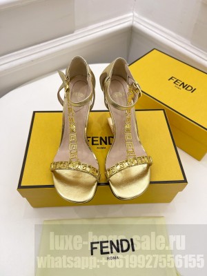 FENDI X VERSACE FIRST 85mm high-heeled sandals 2022 Collection , Gold