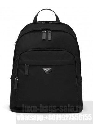 Prada Nylon And Saffiano Leather Backpack Black