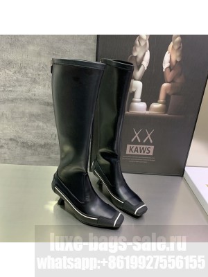 CHRISTIAN DIOR D-MOTION HEELED LONG BOOT Black Supple Calfskin and Rubber