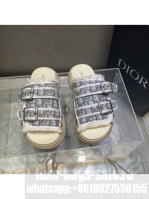 Dior Dior D-Wander Flat Slide Sandals Gray Oblique 2022 Collection
