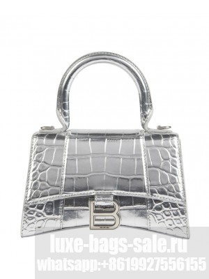 Balenciaga Hourglass XS Top Handle Handbag Silver