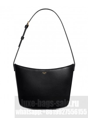 Celine Medium Celine Croque Bag In Shiny Calfskin Black