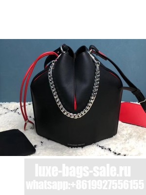 Alexander Mcqueen Calf Leather The Bucket Bag Black/Red