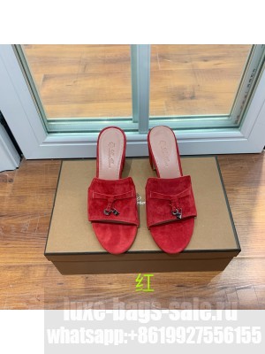 Loro Piana Summer Charms Sandal Suede Goatskin 2022 Collection,Red