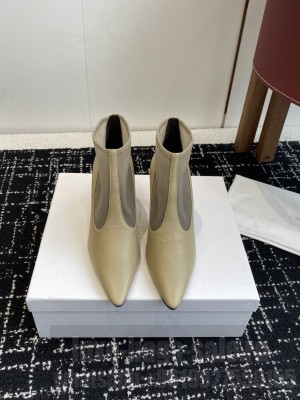 The Row Mesh and leather 80mm Heel Ankle boots Beige