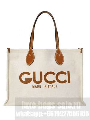 Gucci Medium Tote Bag With Gucci Print 772176 Coffee