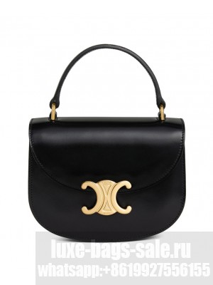 Celine Mini Besace Clea In Shiny Calfskin Black