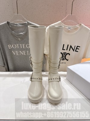 Christian Dior D-Fight Boot White Calfskin and Leather-Effect Stretch Material