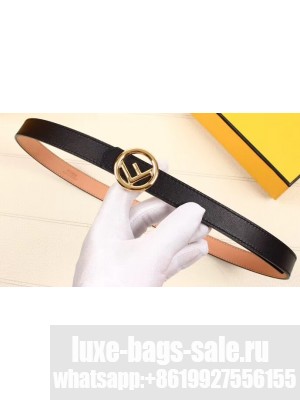 Fendi Width 2cm F is Fendi Logo Round Buckle Belt Black/Gold