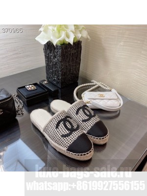 Chanel Rattan Mule Espadrilles Lambskin Leather Spring/Summer 2021 Collection, Black